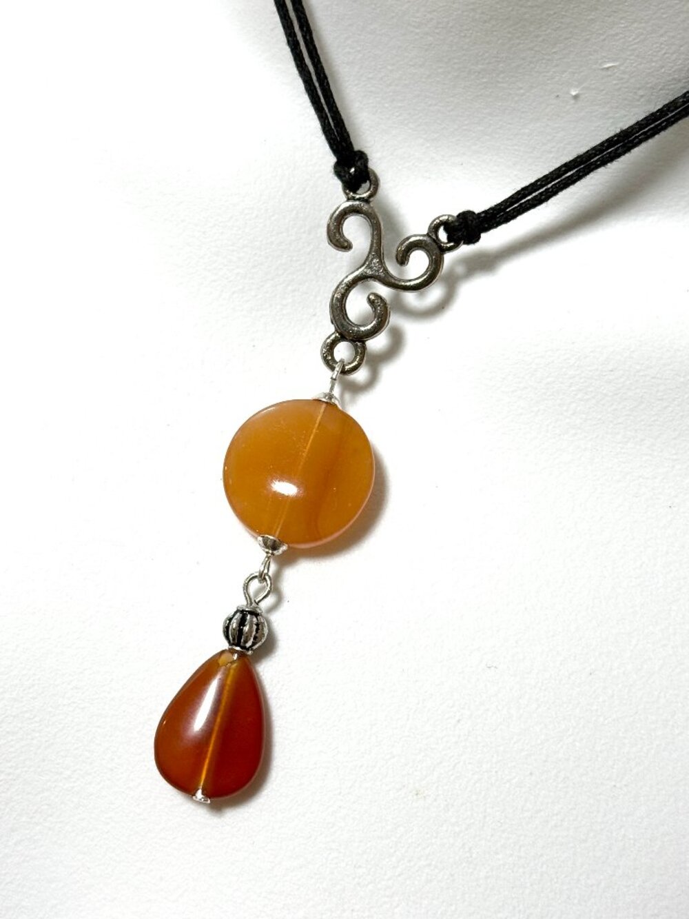 2/$20, Genuine Orange Agate Short Necklace, Natural Gemstone Boho Cord Necklace
